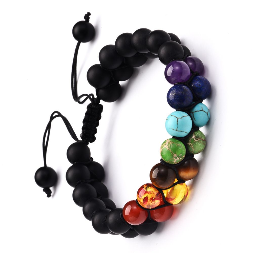 SL178A4001 Frosted Black Agate Yoga Brac