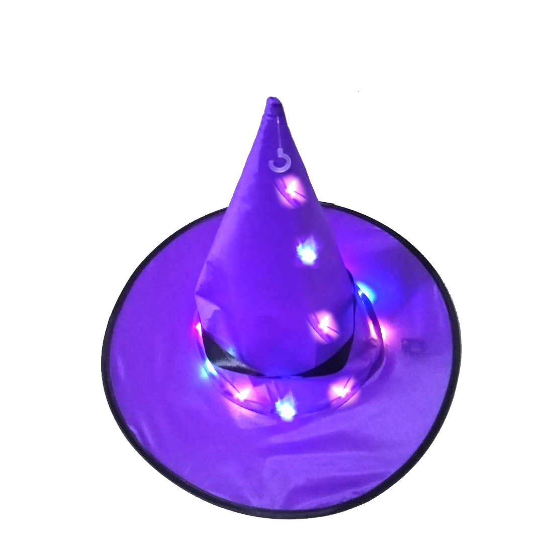 Crochet chapeau de sorcière lumineux violet