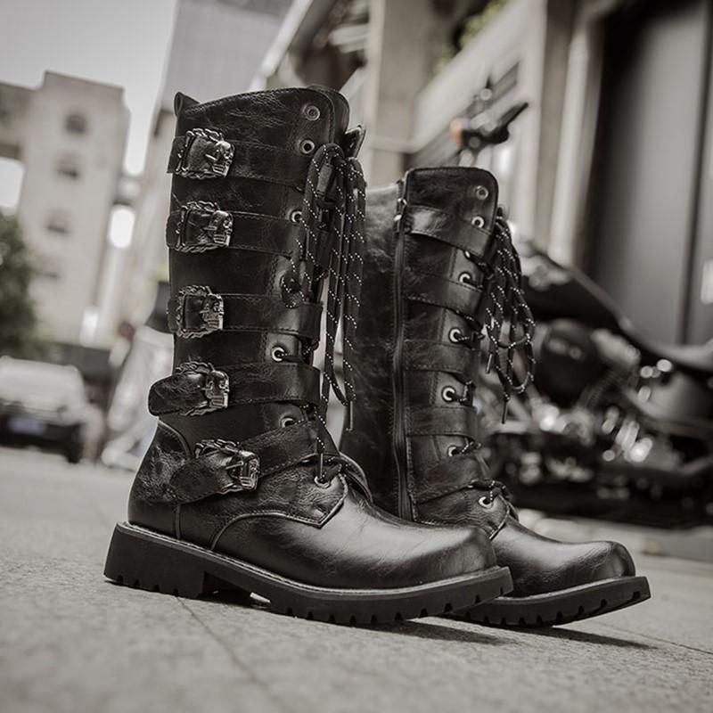 Botas de para hombre con de bote Westerm Botas de motocicleta Streetwear