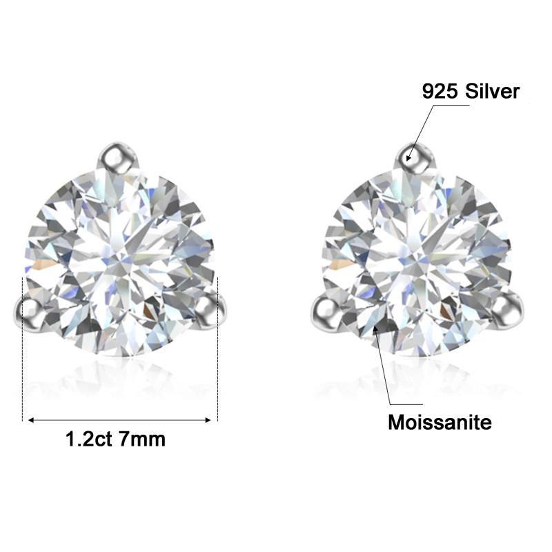 1.2ct D Kolczyk 925 Sterling Silver