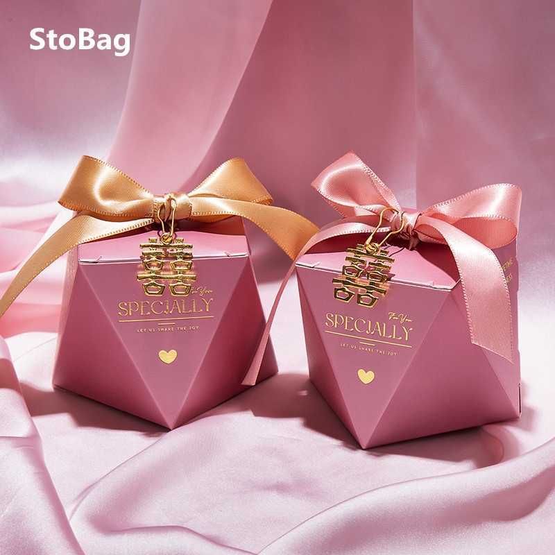 StoBag 30pcs/Lot Romantic Marriage Wedding Party Candy Packing Paper Box  Baby Shower Gift Decoration Support Handmade Cookies