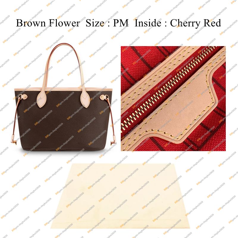 PM Brown Flower/Cherry Red