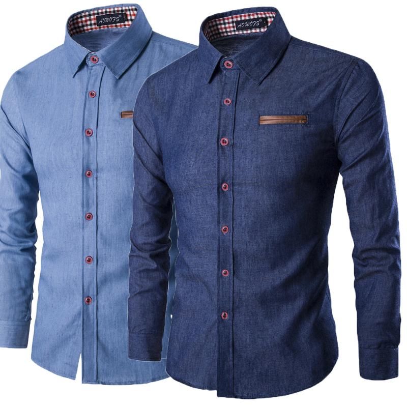 Compra 2021 New Hombre Casual Slim Fit Elegante Lavado Denim Mangas Largas  Jeans Camisas Smart Casual Fashion Hombres Ropa Barato | Entrega Rápida Y  Calidad | Es.Dhgate