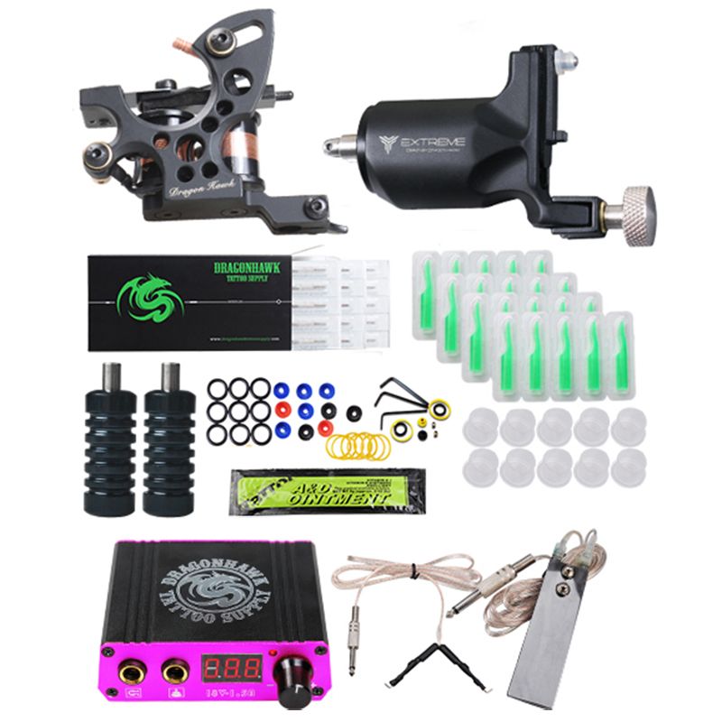 Dragonahwk Tattoo Kit Coil Machine Rotary Gun Power Supply Needles Set Dragonahwk Tattoo Kit Coil Machine Rotary Gun Power Supply Needles Set