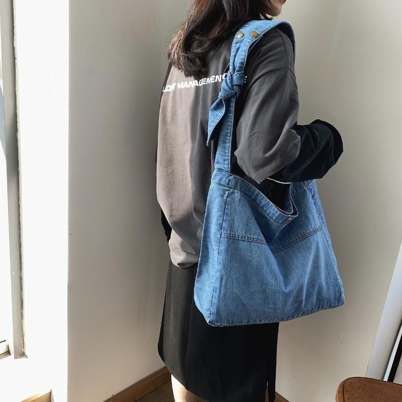 Acquistare Borse A Spalla 2021 Donne Denim Blue Bag Design Femminile Tela  Jeans Tote Ladies Beach Grande Capacità Crossbody Economico | Consegna  Veloce E Qualità | It.Dhgate
