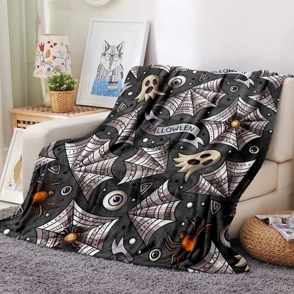 xingwang Happy Halloween Flannel Blanket Cartoon for Gift Coral Fleece Blanket for Bedroom Throw Blanket Nap Office Colorful Blanket WxH Color : Blue, Size : 180x230cm