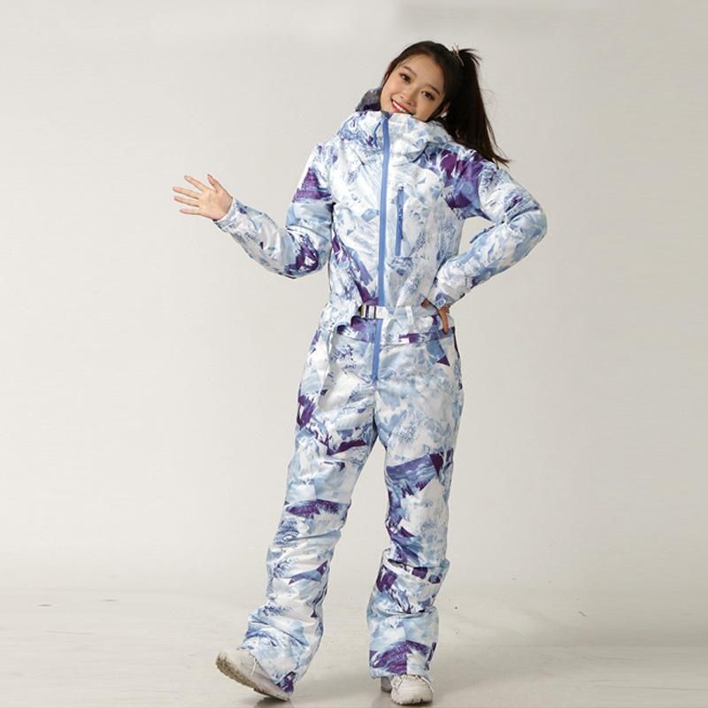Ski-pak Dames Snowboard Jas Broek Set Vrouwelijke Winter Warm Outdoor Sport  Skiën One-Piece Hooded