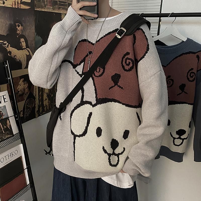 Mens Sweaters Oversized Sweater Korean Style Men Harajuku Cute Cartoon Dog  Pattern Printing Clothing Winter Warm Halloween Knit Pullover From  Kylelowry, $17.52 | DHgate.Com