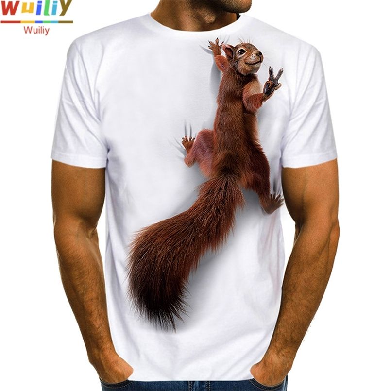 Squirra para hombre Camiseta de la 3D de la impresión de los animales de las