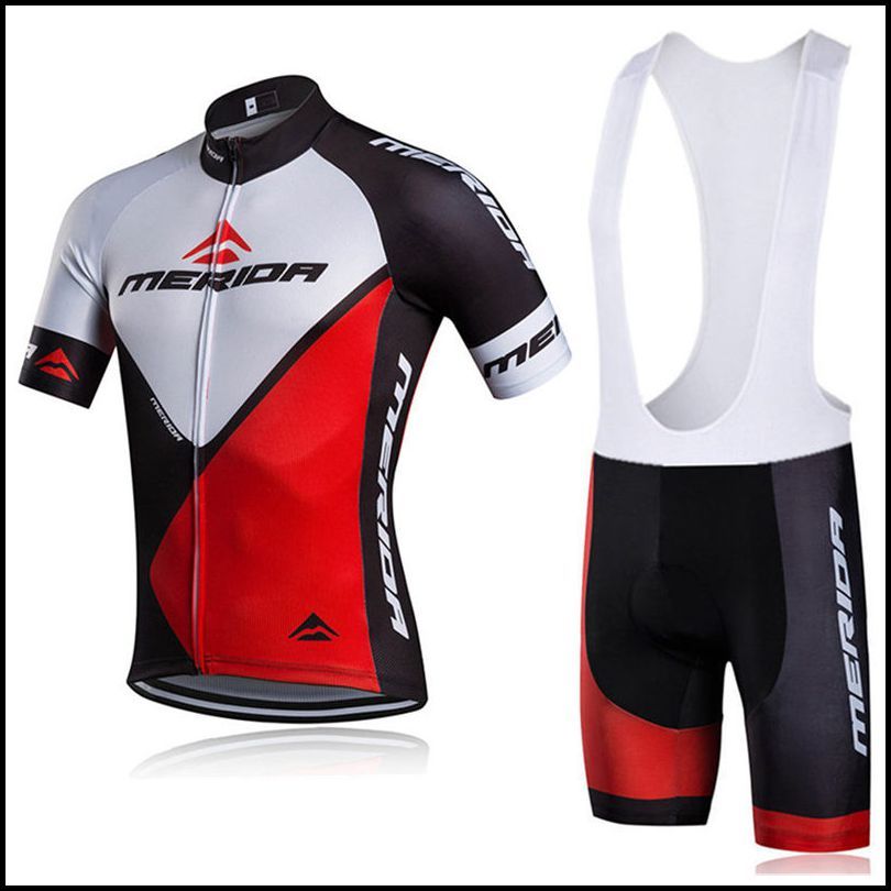 Merida Team Cycling Short Kit Men's Cycling Jersey & Bib Shorts Set Red S-5XL 