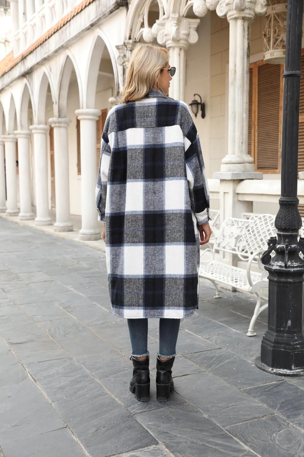 long checkered jacket