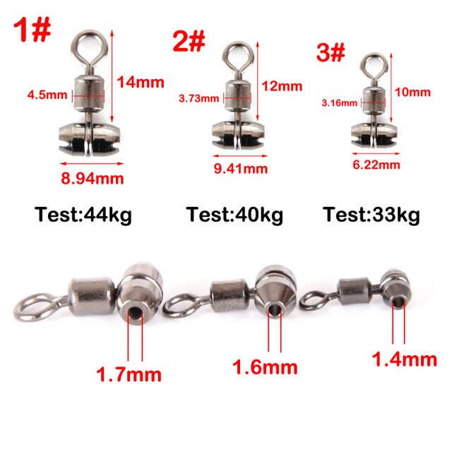 10pcs swivels 3-way stainless steel fishing connector rolling bearing swivel hook for carp tackle accessories tool