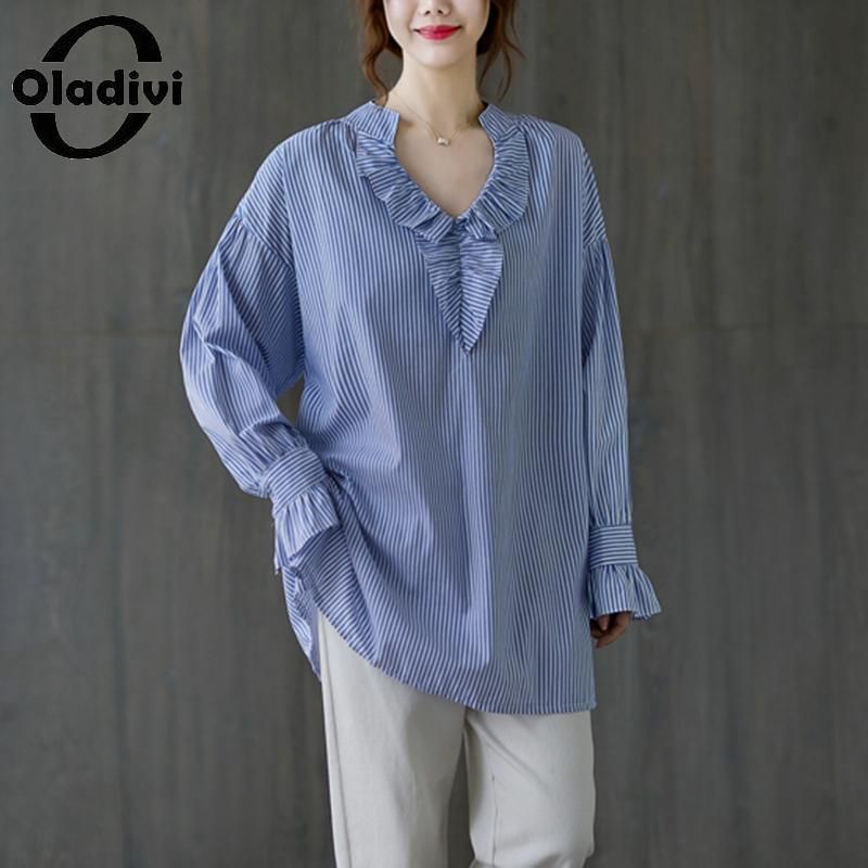 Camisas para mujer Oladivi Fashion Rayed para mujeres 30 40 50 60 años de edad