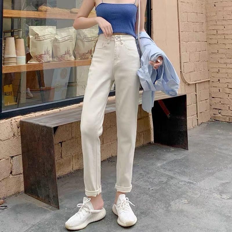 Compra Pantalones De Mujer Pantalones Vaqueros De Mujer Blanca De Alta  Cintura De Verano Suelto Pantalones Finos Rectos Vaqueros Mujer Barato |  Entrega Rápida Y Calidad | Es.Dhgate