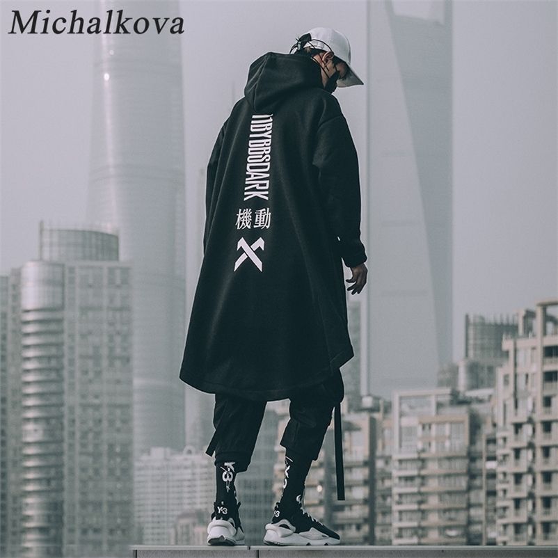 Acercarse Decepcionado Misionero Michalkova Sudadera japonesa para hombre con capucha de gran tamaño Manto  largo Hip Hop Hip Hop