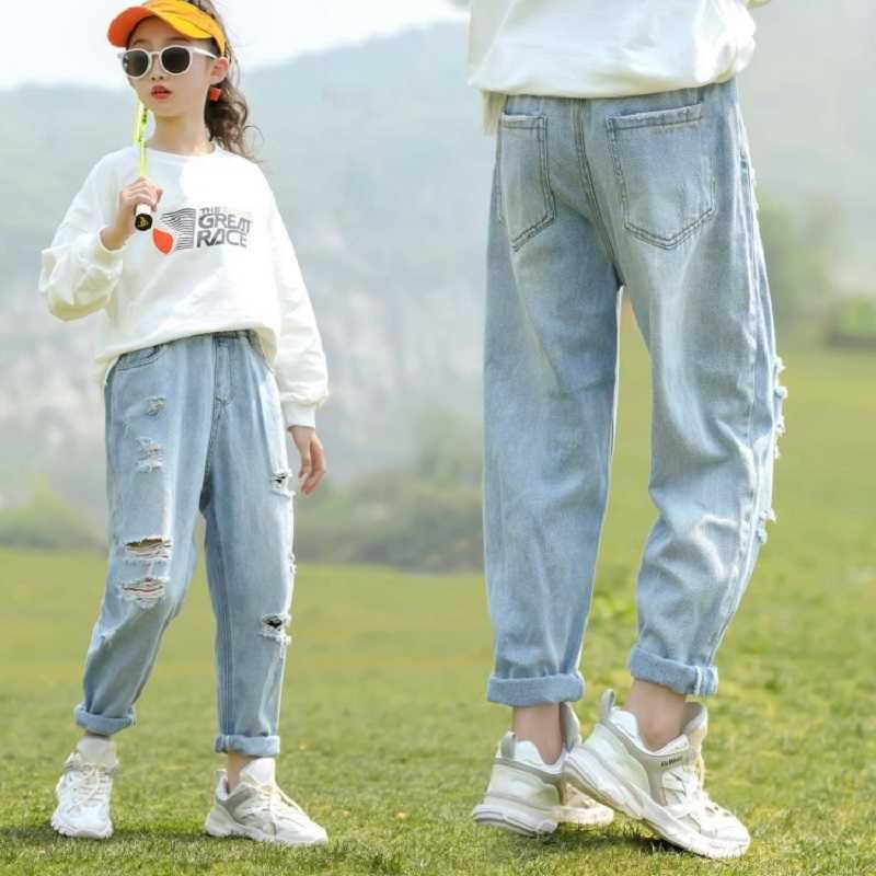 Pantalones vaqueros para niñas Otoño rotos niños de moda para adolescentes 10