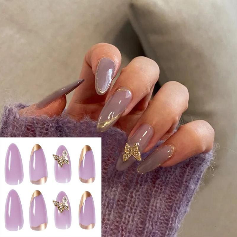 False Nails With Purple Gold Edge Butterfly Designs Short Stiletto Rhinestone Fake Full Nail Art Tips Press On From Xiaochage 33 33 Dhgate Com False Nails With Purple Gold Edge Butterfly Designs Short Stiletto Rhinestone Fake Full Nail Art Tips Press On From Xiaochage 33 33 Dhgate Com