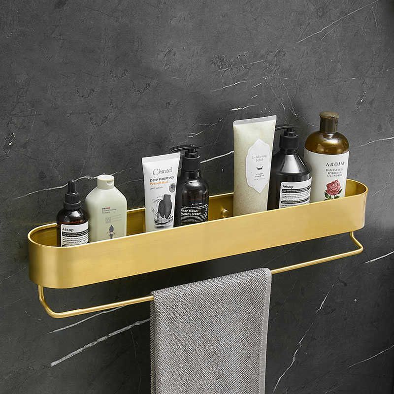 GoldMount Bathroom Storage Rack Wall Mounted Shampoo Shelf Brushed