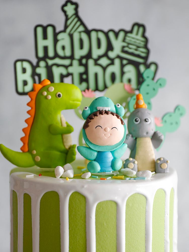 Baby Shower Lindo Bosque Dinosaurio Tortero Topper Pastel de horneado Nuevo Juego de Tarjetas Feliz Cumpleaños Baby Shower Lindo Bosque Dinosaurio Tortero Topper Pastel de horneado Nuevo Juego de Tarjetas Feliz Cumpleaños