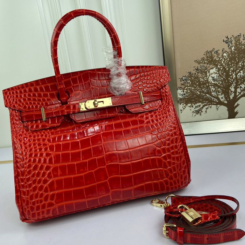 Women's soft skin lychee patterned PU handbag, carry-on Kelly bag