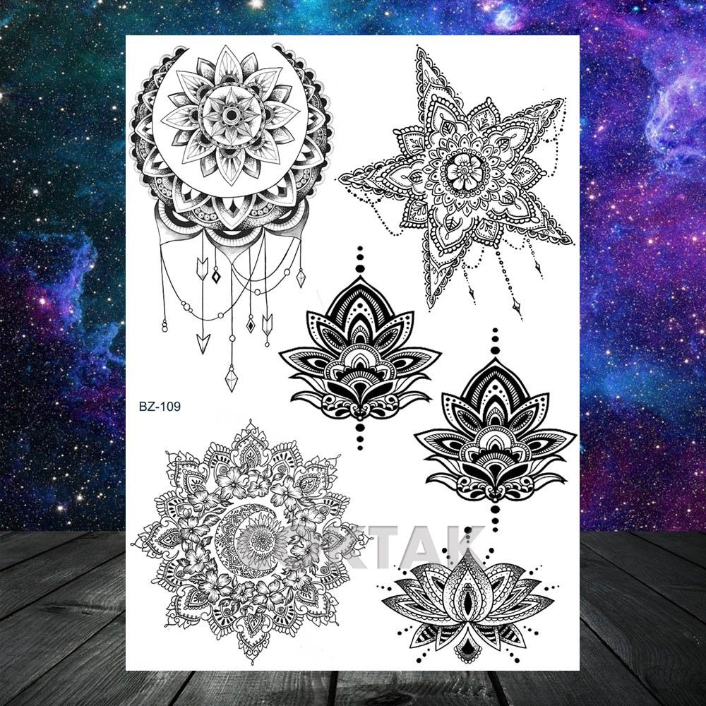 PerfectionsSexy Henna Star Mandala Flower Women Moon Lace Tattoos Temporary  Mehndi Fake Waterproof Body Arm Tatoos Stickers Girls Tattoo From  Perfections, $6.48 | DHgate.Com