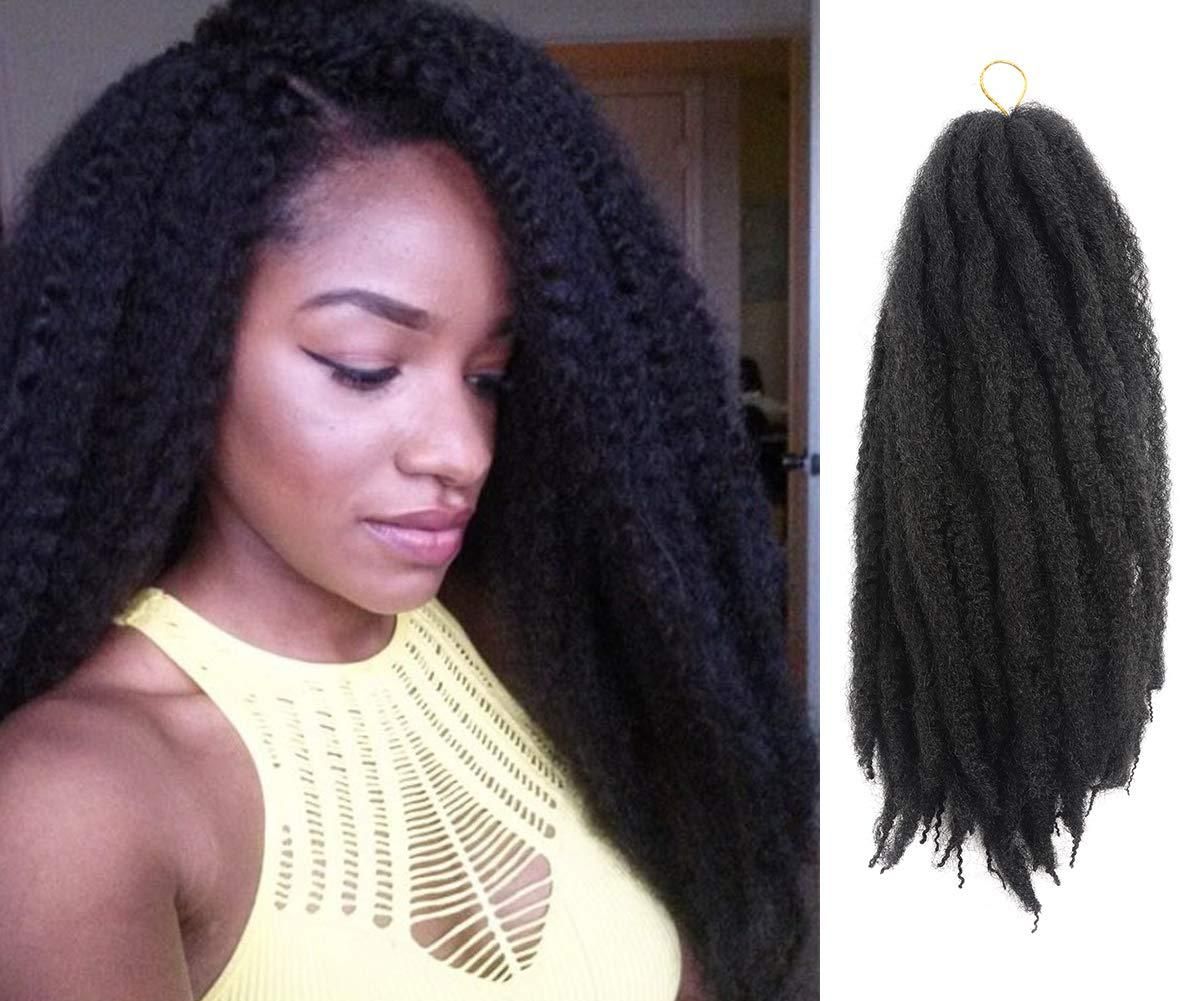 Hot Sale! Marley Braids 18" Afro Kinky Twist Hair Crochet Braids Ombre  Color Marley Braiding Hair Synthetic Hair Extensions(1-Piece, 1B)