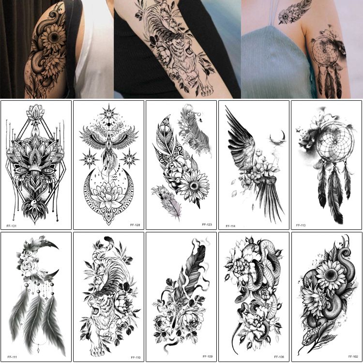 Water Transfer Body Art Tattoo Fashion Sexy Flower Sticker Temporary Waterproof Snake Dreamcatcher Wing Feather Tiger Water Transfer Body Art Tattoo Fashion Sexy Flower Sticker Temporary Waterproof Snake Dreamcatcher Wing Feather Tiger
