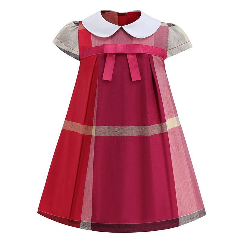 Summer Sleeveless Cotton Baby Girl Baby Dress With Big Plaid Bow
