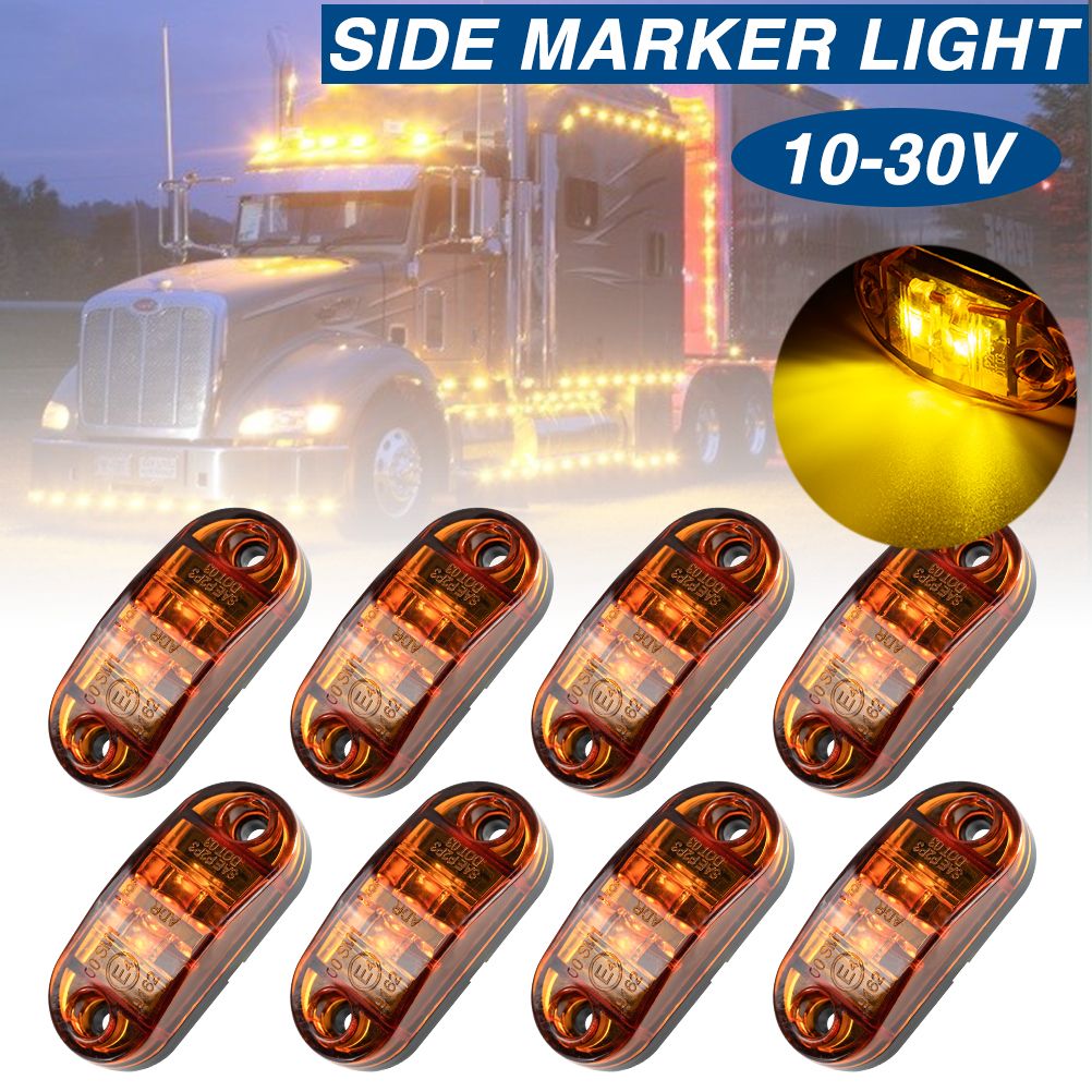8x 24V LED Ámbar Naranja Luz de Marcador Lateral Indicador Remolque Camión Bus 