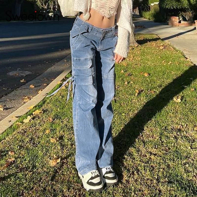 Acquistare Doesoetown 90s Streetwear Y2K Estetico Jeans Blue Jeans Donne  Pantaloni Da Carico A Vita Bassa Con Fianchi Patchwork Pocket Vintage Denim  Denim Pantaloni Economico | Consegna Veloce E Qualità | It.Dhgate