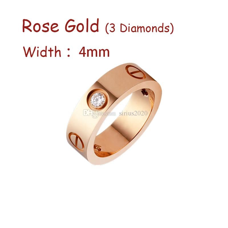 ＃5-rose Gold（4mm）-3ダイヤモンド