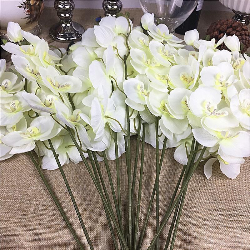 20 pçs / lote atacado branca galhos de orquídeas flores artificiais para  decoração de festa de casamento