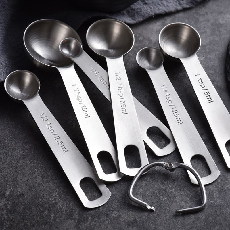 6Pcs Measuring Spoons Set Stainless Steel Teaspoon Coffee Sugar