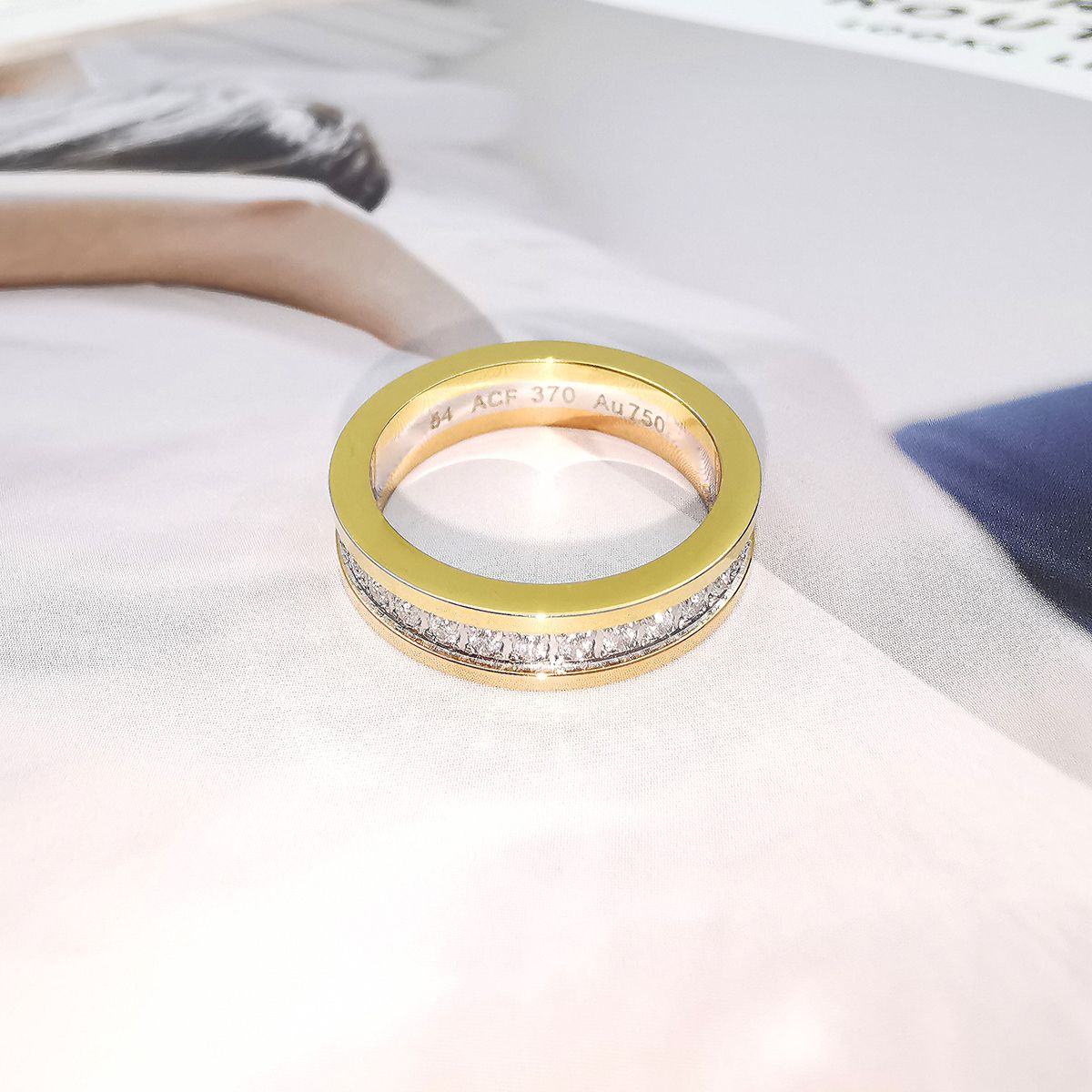 Three-color full diamond ring