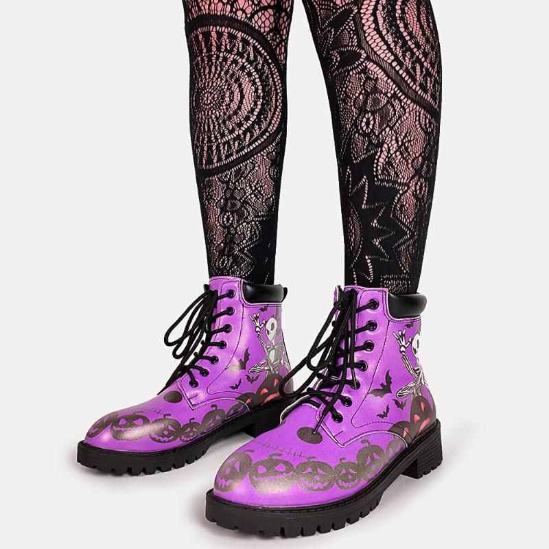 Botas de marca tamaño grande 43 calaveras frescas mariposa impresas estilo gótico tobillo botines