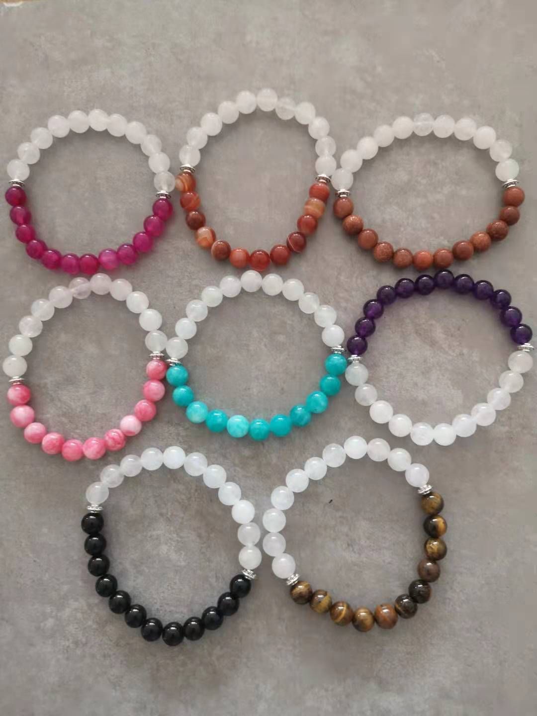 Pulsera hecha a mitad de preciosas de preciosas de 8 mm ágata redonda