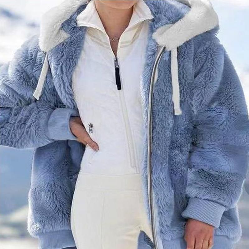 oversized fluffy jacket with hood