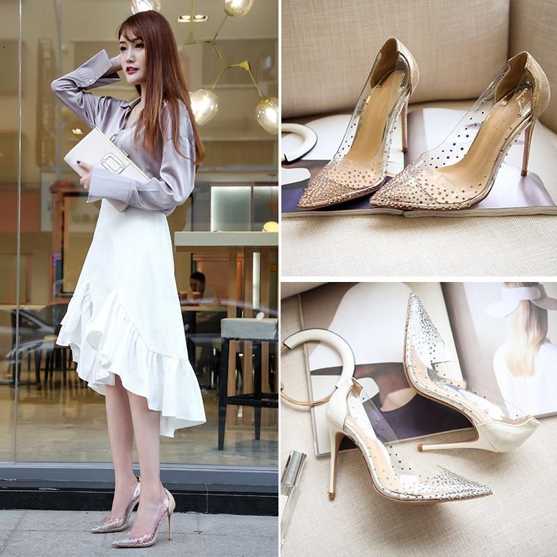 2021 Jurk Schoenen 34 45 Grote Maat Dames Puntige Teen Hoge Hakken Ster  Zilver Strass Enkele Ondiepe Mond Bruidsmeisje Van Potatoo, 64,31 € |DHgate