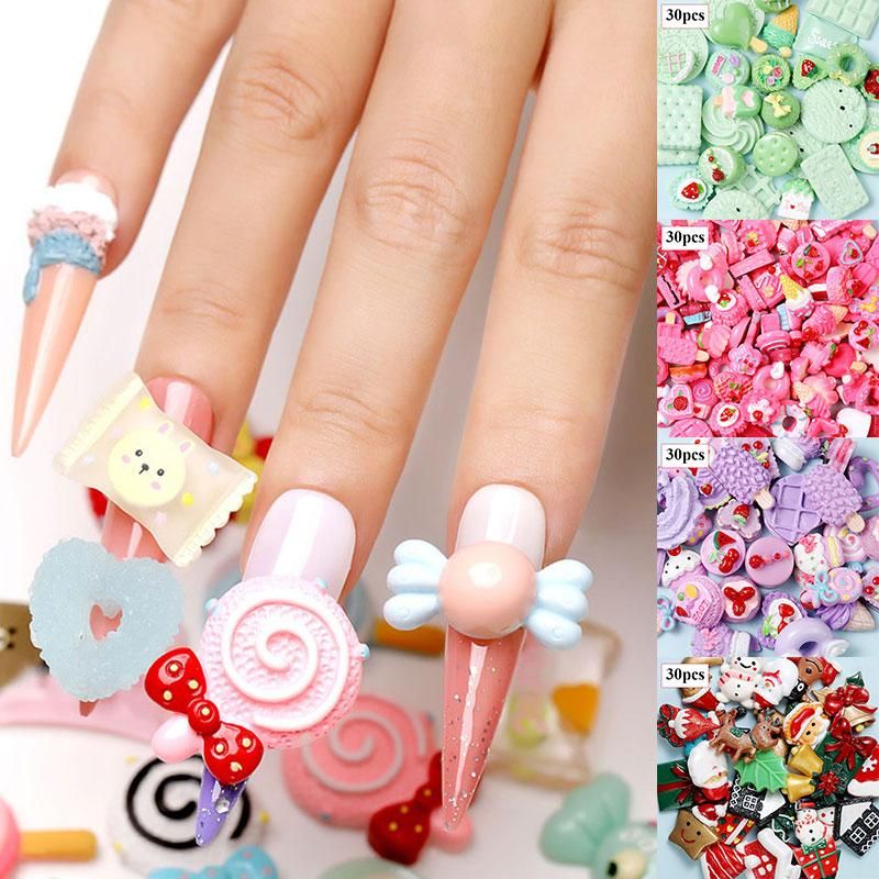 5x 3D Candy Nail Charms Lollipop Colorful Resin Acrylic for Nails