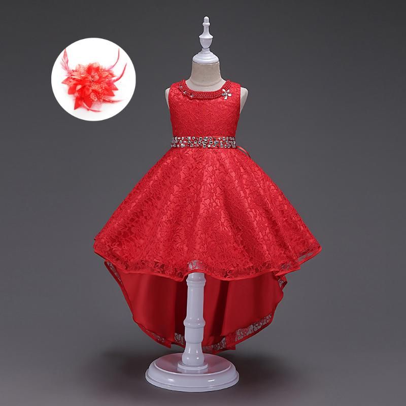 de niña niños europeo azul beige vino rojo chicas vestido de fiesta perla flor