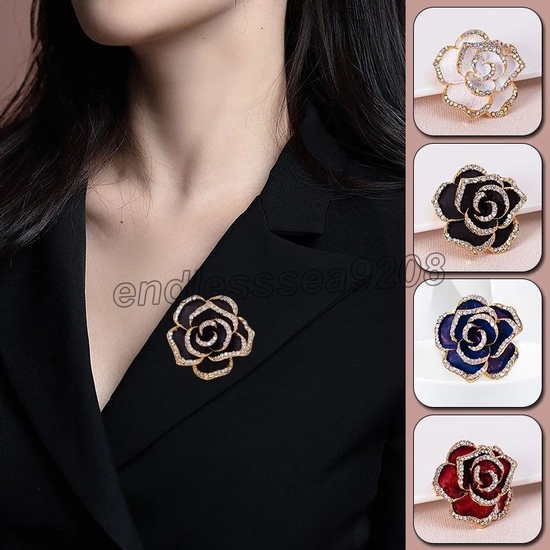Enamel Camellia Flower Brooch For Coat With Rhinestone Embellishments Elegant  Flower Metal Pins For Womens Fashion Accessories And Coat Accessories From  Endlesssea9208, $1.61