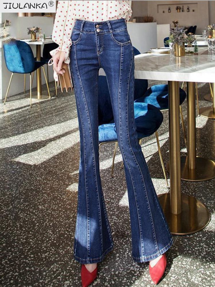 Blue flared jeans7