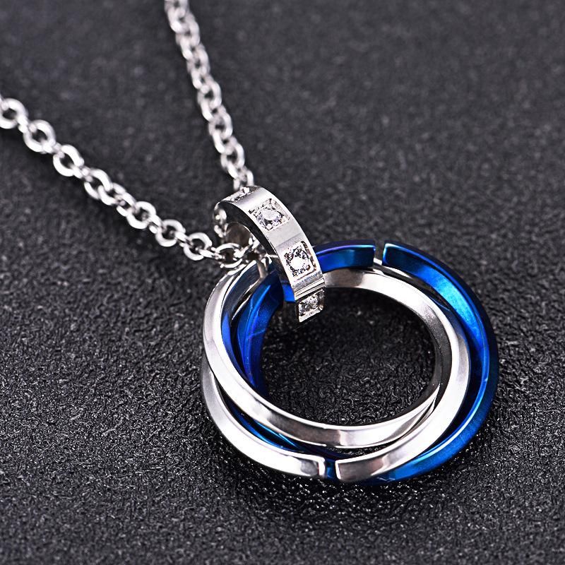 Pendant Necklaces Three Circle Necklace Men Stainless Steel Interlocking Circles Geometric Zircon Hip Hop Jewelry Women_voghion.com