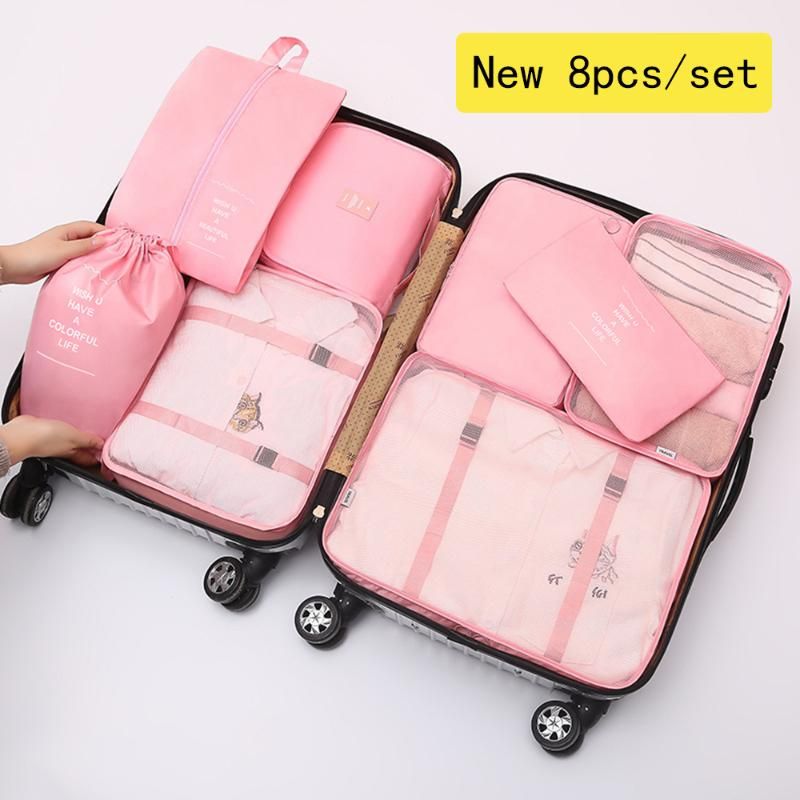 Compra Bolsas De Almacenamiento / SET PINK VIAJE PARA ACCESORIOS DE VIAJE Organizador  Equipaje Cosmético Juego De Maleta Grande Barato | Entrega Rápida Y Calidad  | Es.Dhgate