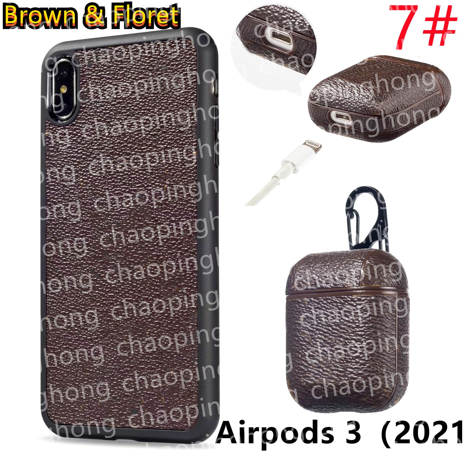 7＃[l]茶色の小さなfloweairpods 3（2021）