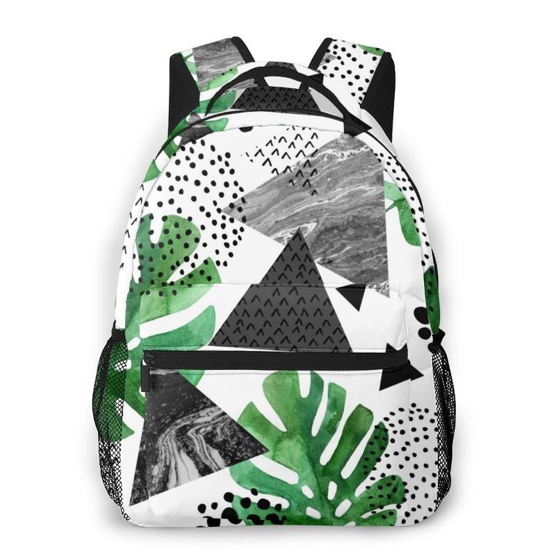 10.5x5.5x15 Holds 14-inch Laptop Backpacks College School Book Bag Travel Hiking Camping Daypack for boy for Girl Tropical Plants Watercolor 