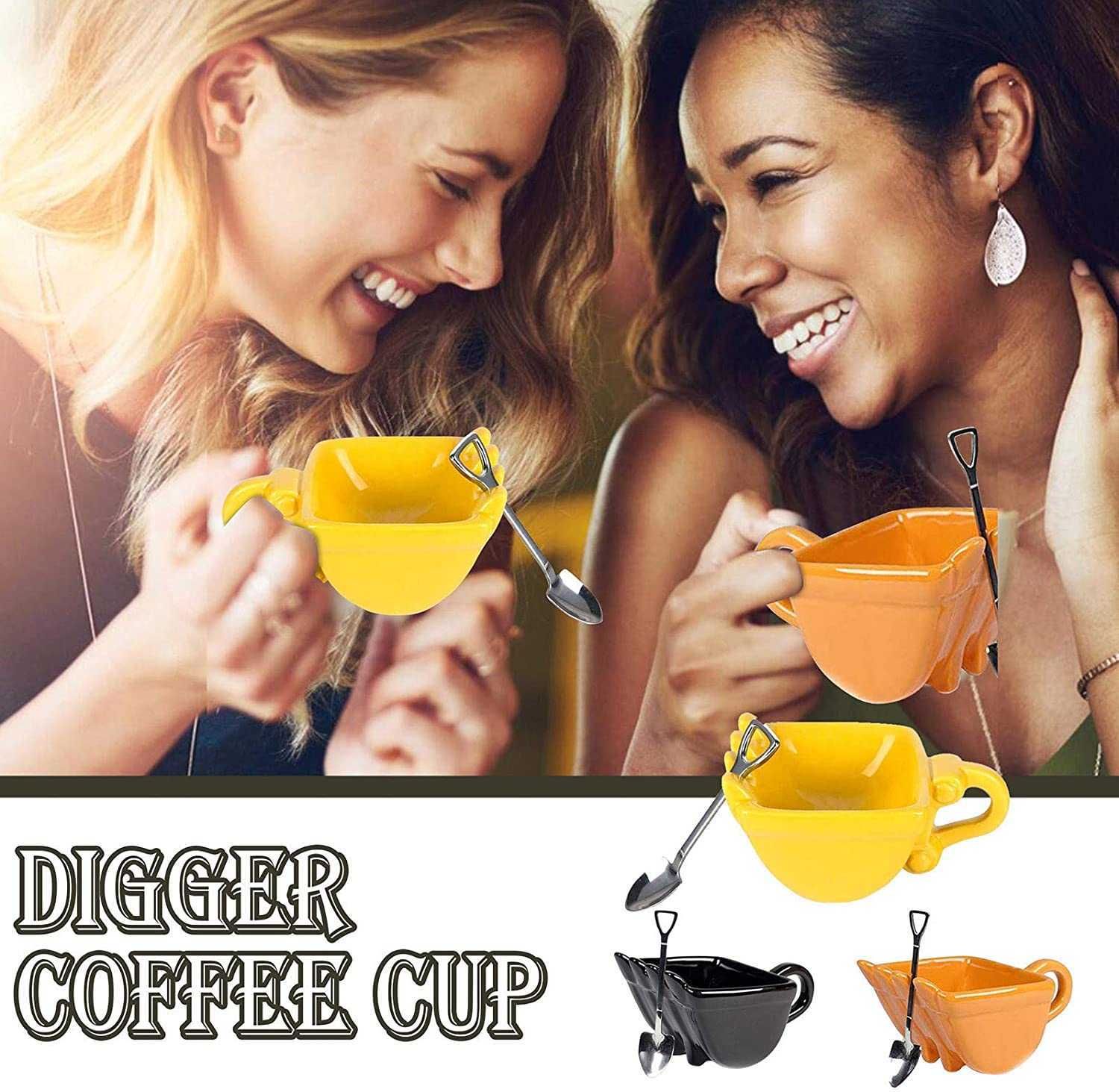 Cigar Whiskey Ashtray Coffee Tea Cup Best Gift 330ml Creative Excavator Spoon Bucket Cup Excavator Bucket Coffee Mug Personalized Digger Coffee Mug Black