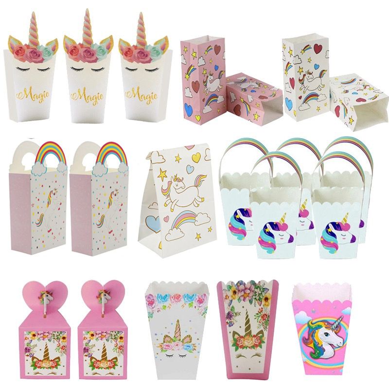 Bolsas de regalo de galletas de Unicornio para niños decoración de 