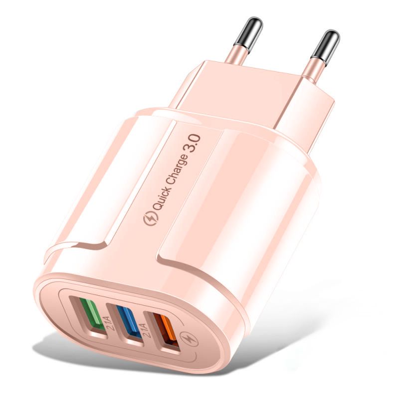 3 USB Pink-EU-plug (rond)