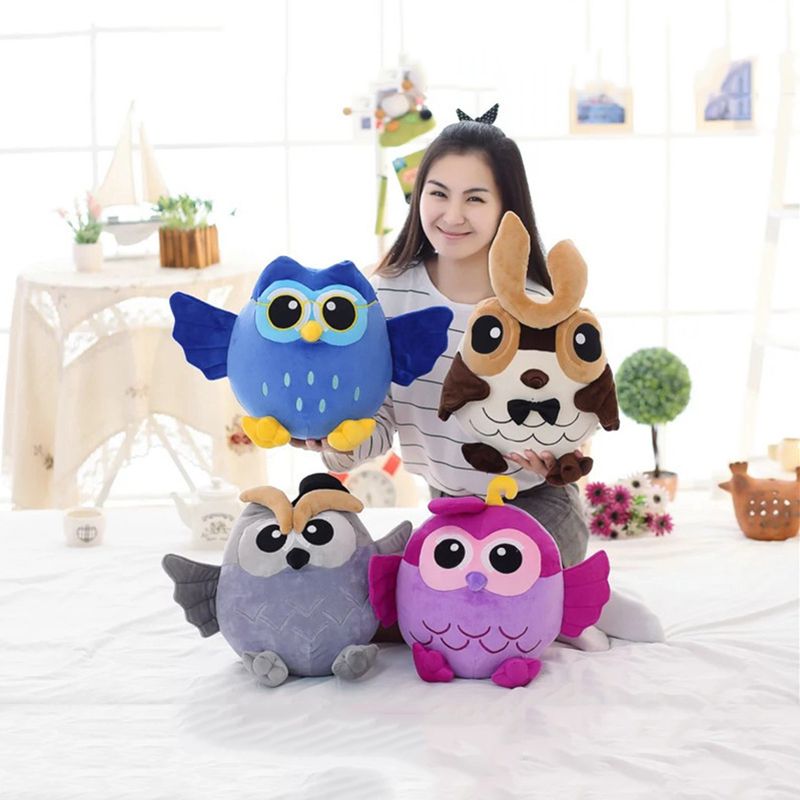 Blue XY Stuffed Toy Plush Doll Lovely Owl Shaped Perfect Decorative Pillow